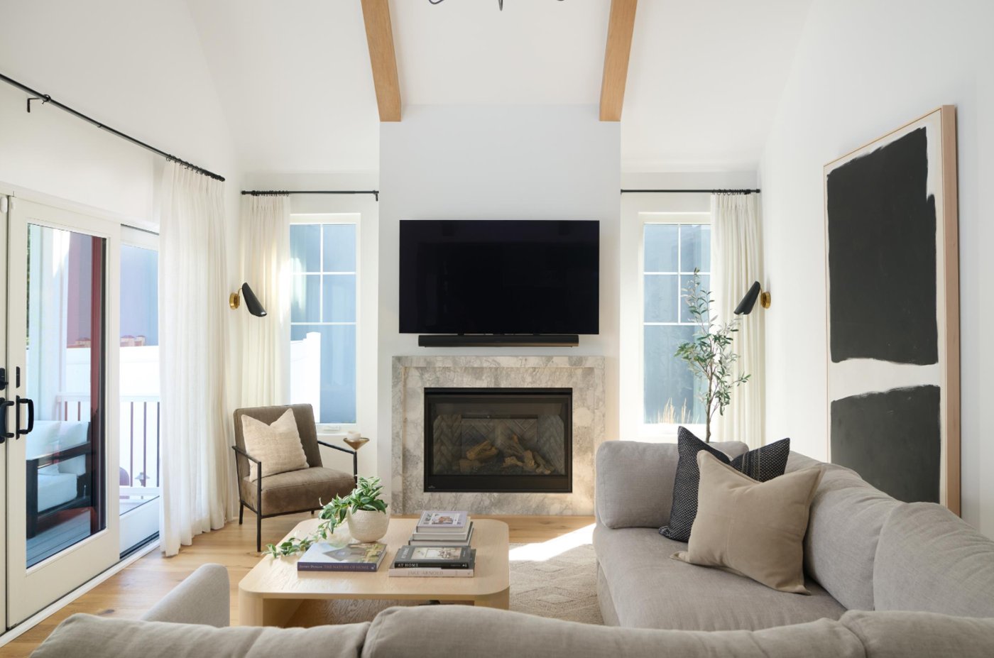Custom living room with fireplace — Nuwave Construction